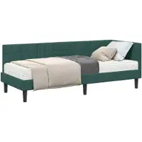 vidaXL Hoekbank met matras en hoofdeinde, 2 stuks, groen, fluweel