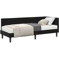 vidaXL Hoekbedframe met Matras met hoofdeinde 2 st Zwart Fluweel