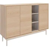 Selsey Layen – Dressoir met 3 deuren en drie open vakken eikenlook / cashmeregrijs, 138 cm