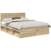 vidaXL Bedframe Sonoma Eik 150 x 200 cm Massief grenenhout