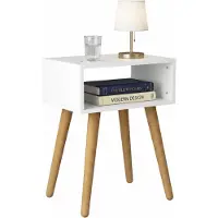 VCM Beistelltisch Nachttisch mit offenem Ablagefach, 45 x 30 x 56 cm, Holzoptik, modernes Retro-Design - Singol M