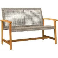 vidaXL Tuinbank 112 cm poly rattan en acaciahout grijs