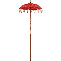 vidaXL Balinese Parasol Rood 125 x 125 x 260 cm Katoen