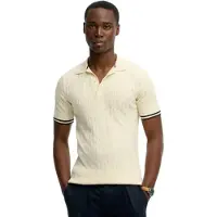Superdry Heren Textuur beige polo (XL), Casual, Katoen, Korte mouwen M1110441A
