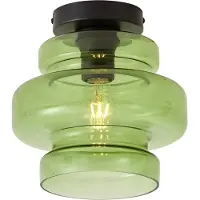 QAZQA Retro plafondlamp zwart met groen glas - Denise