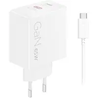 Lenovo Chargeur secteur GaN USB-C 65 W Blanc + câble 1,5 m