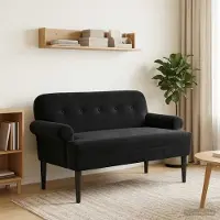 vidaXL Lovingseat met knoopge tuft Zwart 120 x 66 x 78 cm fluweel