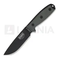ESEE Model 4 black blade, grey handle 4P-MB met coyote schede + clip en MOLLE-back