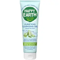 Happy Earth Zuiverende Reinigingsgel - 100% Natuurlijk - Met Hyaluronzuur, Aloë Vera & Prebiotica - Gezichtsreiniging - 150 ml