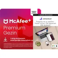 McAfee + Premium Family 1 Jaar Onbeperkt aantal apparaten + + Jottacloud onbeperkte cloudback-ups