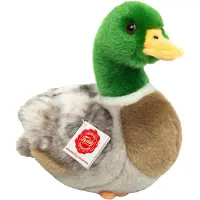 HERMANN Teddy Knuffeldier Wilde Eend - zachte pluche stof - premium knuffels - bruin/groen - 24 cm - Eenden/vogels
