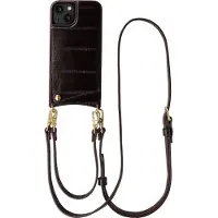 Selencia Nova Real Leather Backcover met Koord en Pashouder voor de Apple iPhone 14 / 13 - Dark Chocolate