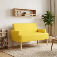 vidaXL Lovingseat met knoopge tuft Licht Geel 116 x 67 x 81 cm