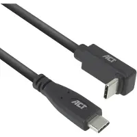 ACT USB 3.0 10Gbps 60W USB Type-C (recht) naar USB Type-C (haaks boven/beneden) kabel, 1 meter AC7471
