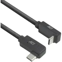 ACT USB 3.0 10Gbps 60W USB Type-C (haaks links/rechts) naar USB Type-C (haaks boven/beneden) kabel, 2 meter AC7482