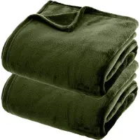 Atmosphera fleece deken/fleeceplaid - 2x - donkergroen - 180 x 230 cm - polyester - Molton Bankdeken