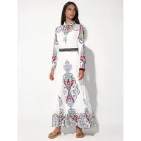MSN Collection Patroon Lange Geweven Maxi Jurk