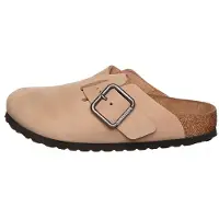 Birkenstock Heren Leren Boston Wire Buckle sandalen (Smalle Pasvorm) zand (42), Beige, Plat, Nubuck, Gesp, Casual 1031573