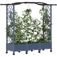 vidaXL Verhoogd Bed met Trellis en Dak Grijs 169 x 40 x 129 cm PP