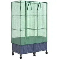 vidaXL Tuinplantenbak met Kasbedekking en Wielen 2 st Blauw Grijs PP