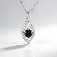 Cavill - Zilveren Ketting 925 Sterling Zilver Gerhodineerd - 0,9 ct Zwarte Diamant Ronde Briljant - Elegante Damesketting 45,5 cm - Prong Zetting
