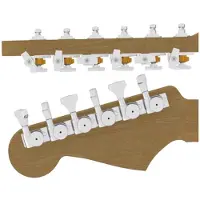 Hipshot HS6K1GL0CST Gitaar tuner upgrade kit, 6 inline Grip-Lock, open chroom staggered