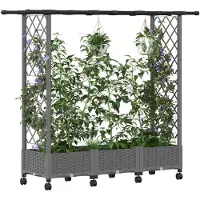 vidaXL Verhoogde plantenbak met klimrek en dak, lichtgrijs, 164 x 40 x 127 cm, PP
