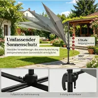 OKWISH Tuinparasol 3 M Met 360 Graden Draaifunctie 5 Kantelstanden Aluminium En IJzer Donkergrijs Voor Terras En Tuin