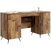 vidaXL Bureau met plank Oud hout 142,5 x 50 x 75 cm Bewerkt hout