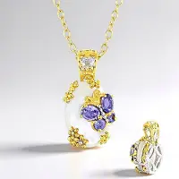 Cavill - Zilveren Halsketting - 925 Sterling Zilver - Ovale Parelmoer 14x10 mm met 0,504 ct Tanzaniet - Elegante Damesketting met Certificaat