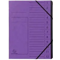Exacompta Sorteermap 541208E A4 Gewafeld karton Paars 24,5 (B) x 1 (D) x 32 (H) cm Pak van 10
