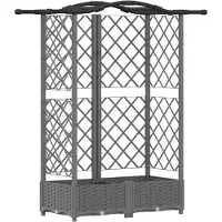 vidaXL Verhoogde plantenbak met klimrek en dak, lichtgrijs, 124 x 40 x 123 cm, PP