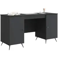 vidaXL Bureau met plank Zwart 142,5 x 50 x 75 cm Bewerkt hout