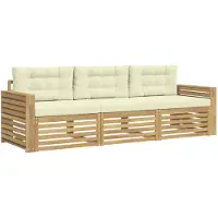 vidaXL Buiten bank set 3 st Wit en crèmekleurig Massief Acacia Hout