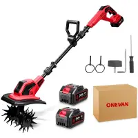 ONEVAN Accu Tuinfrezen - Elektrische Grondfrees - 900 tpm - Elektrische Motorhak - met 2 Accu's - 24 cm werkbreedte - 17 cm werkdiepte