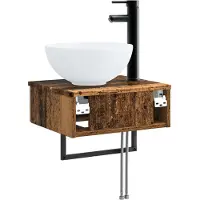 vidaXL Wandgemonteerde wastafel Oud hout 40 x 35 x 39 cm Bewerkt hout