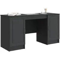 vidaXL Bureau met plank Zwart 142,5 x 50 x 75 cm Bewerkt hout