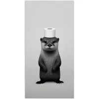 PosterMonkey Poster 60x120 cm - Otter - WC rol - Zwart - Wit - Posters - Kamer decoratie - Wanddecoratie woonkamer - Muurdecoratie slaapkamer