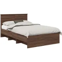 vidaXL Bedframe met hoofdeinde Bruin Eiken 120 x 123 cm Bewerkt hout