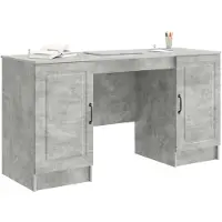 vidaXL Bureau met plank Betongrijs 142,5 x 50 x 75 cm Bewerkt hout