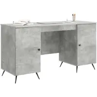 vidaXL Bureau met plank Betongrijs 142,5 x 50 x 75 cm Bewerkt hout