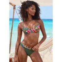 LASCANA Bikinitop 'Malia' groen / donkeroranje / pink / wit