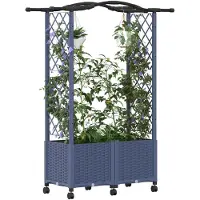 vidaXL Verhoogd Bed met Trellis en Dak Grijs 125 x 40 x 144 cm PP