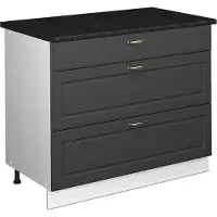 Vicco Keukenonderkast Fame-Line, Anthrazit-Gold Landhaus/Wit, 100 cm, WB Antraciet