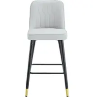 STILVORA Barkruk 100 Cm - Set Van 2 - Met Voetsteun En Rugleuning - Voor Keukeneiland En Thuisbar - Metaal En Kunstleer - Lichtgrijs