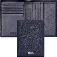 HUGO BOSS Leren Kaarthoes Classic Grained Card Case Dark Blue Donkerblauw