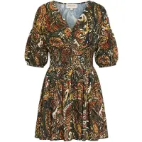 Apricot Katoenen mini-jurk met bubbelzoom in paisleyprint