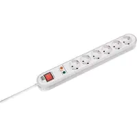 Bachmann SMART stekkerdoos 6x geaard contact, schakelaar, overspanningsbeveiliging, wit, 1,5 m