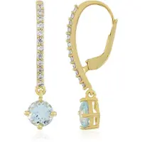 Cavill - Elegante Oorbellen 925 Sterling Zilver Verguld - Hemelsblauwe Topaas 1,72 ct Rond - 24 Zirkonen Pavé - Blauw Topaas Sieraden Dames