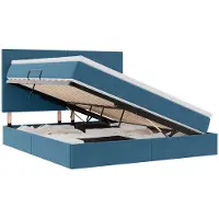 vidaXL LED opbergbed met matras Donkerblauw 160 x 200 cm Fluweel